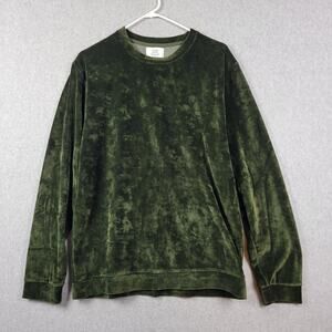 Kauf Dich Glucklich Karison Green Soft Velour Velvet LS Pullover Sweater Large